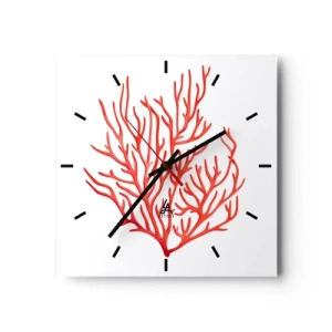 Wall clock - Clock on glass - Coral Filigree - 40x40 cm