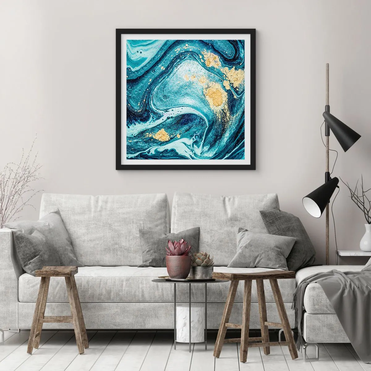 Poster in black frame - Blue Whirl - 40x40 cm