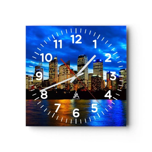 Wall clock - Clock on glass - Night of Lights and Colours - 40x40 cm