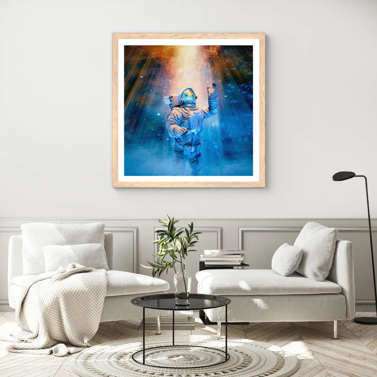 Poster in light oak frame - Finally at the Destination - 60x60 cm