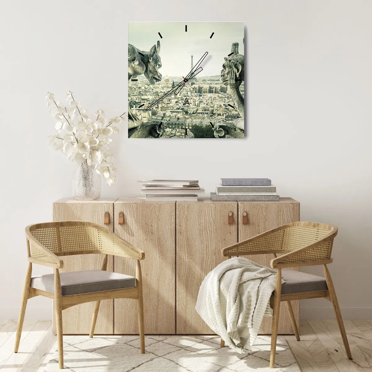 Wall clock - Clock on glass - Parisian Talks - 40x40 cm