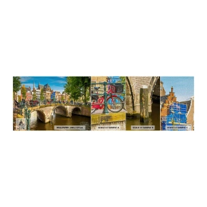 Photo Wallpaper Sample Premium Canvas - Spring over the Canal - City, Amsterdam, Architecture - 100x30 cm