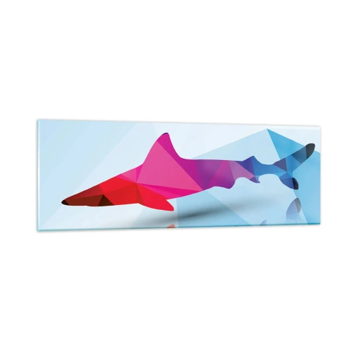 Glass picture - Shark in a Crystal Environment - 90x30 cm