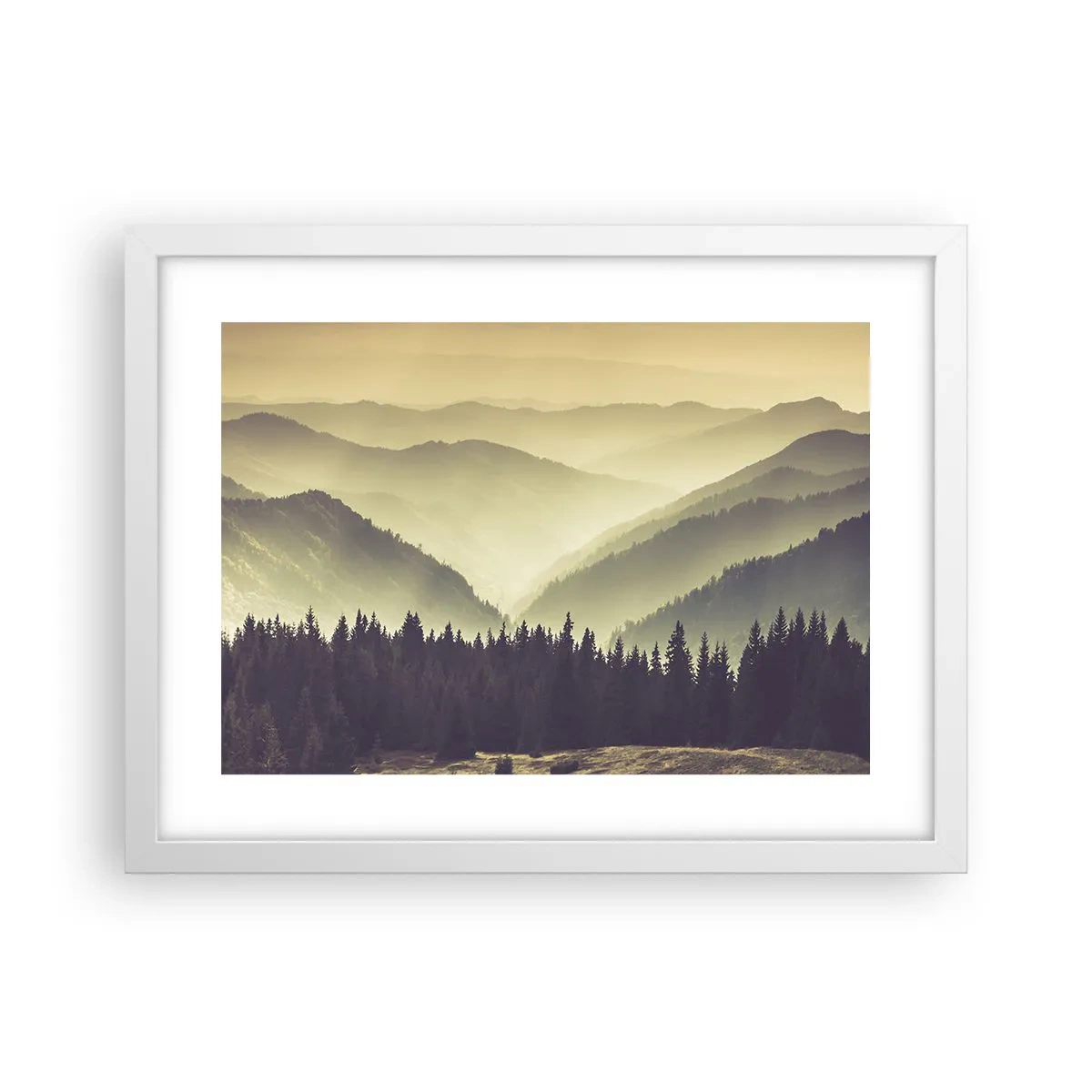 Poster in white frmae - In a Faraway Land, Past the Mountains - 40x30 cm