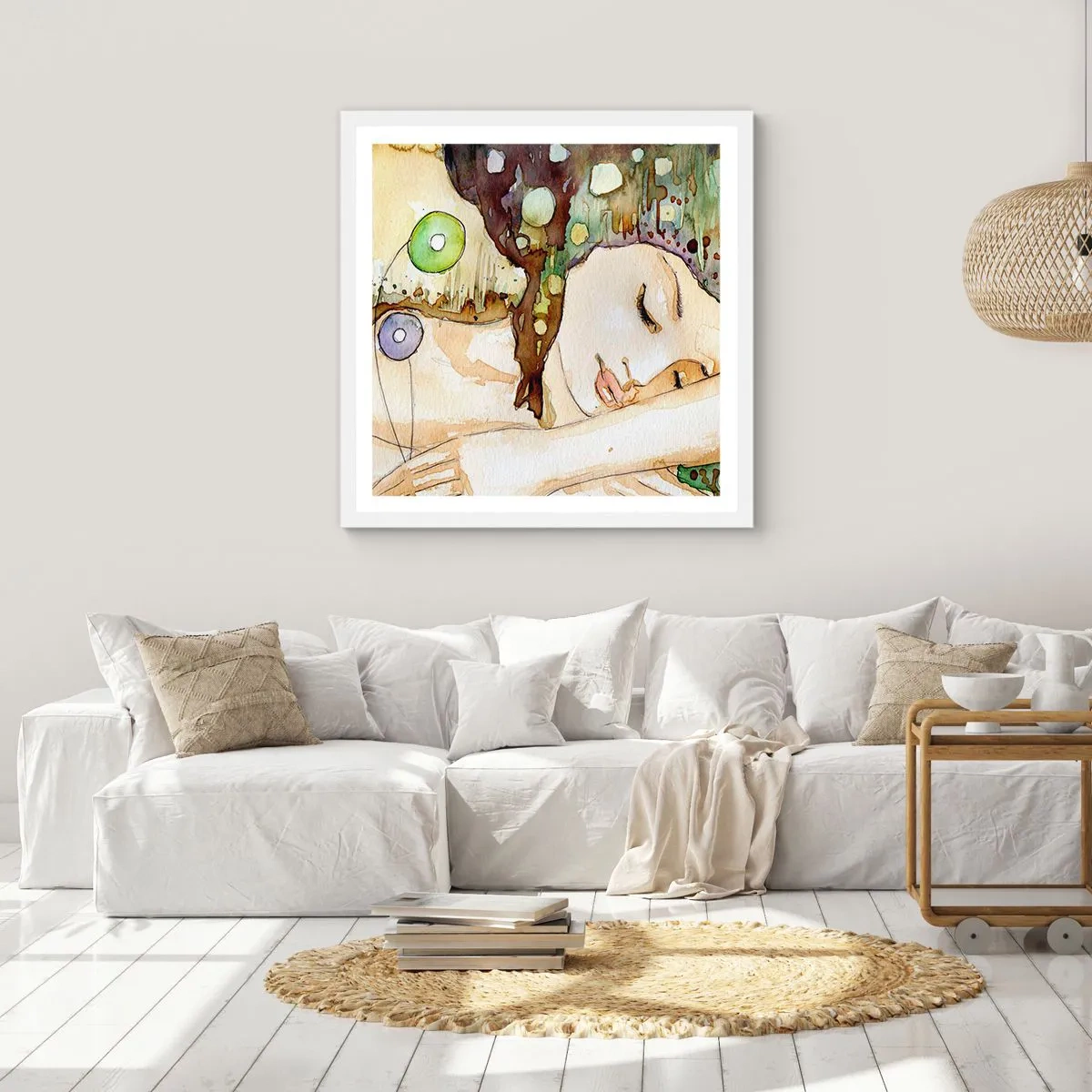 Poster in white frmae - Emerald and Violet Dream - 30x30 cm