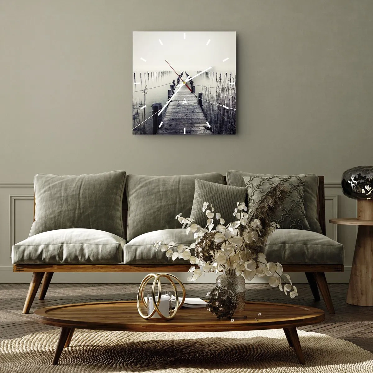 Wall clock - Clock on glass - Immerse Yourself in Peace - 40x40 cm