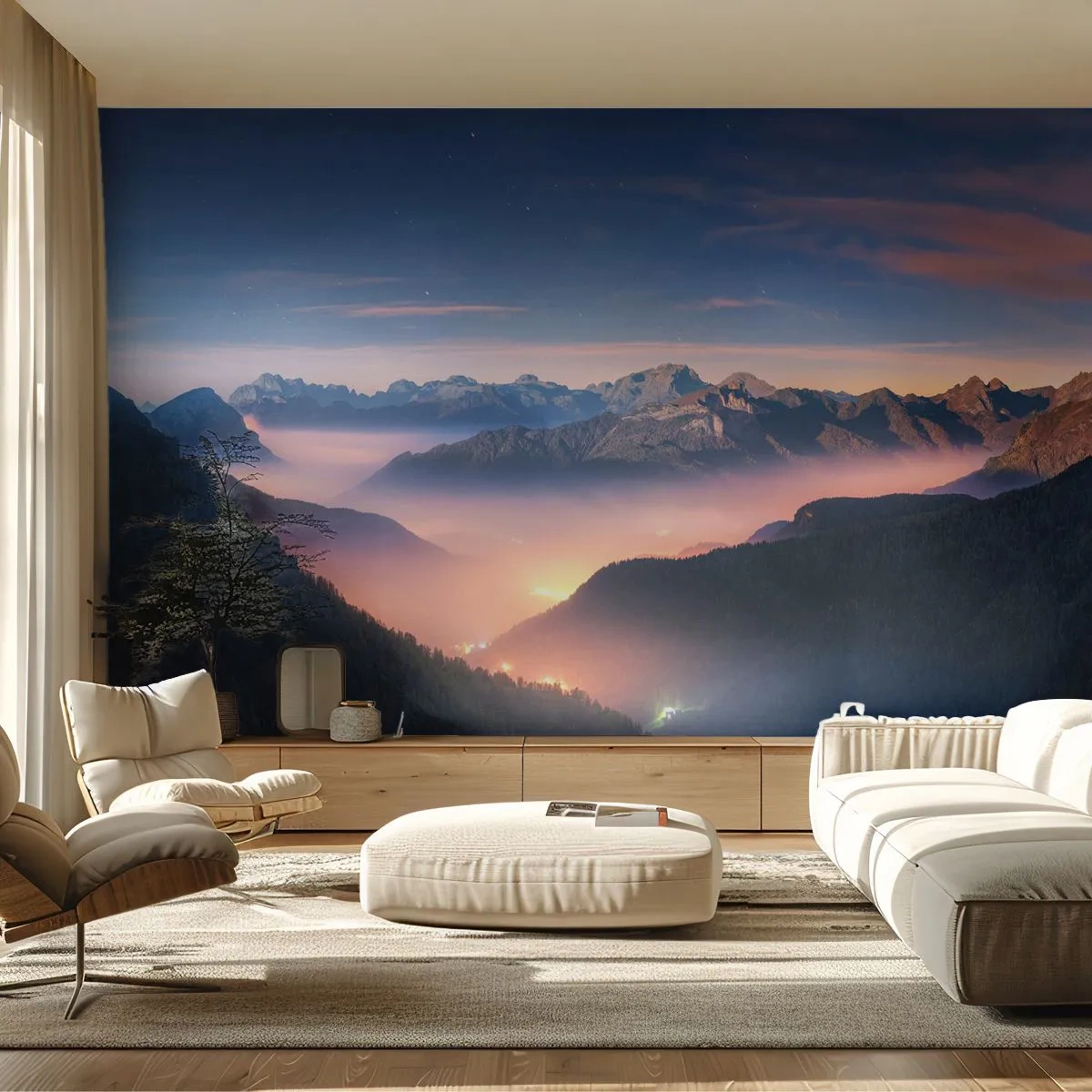 Photo Wallpaper Premium Canvas - Light in the Valleys - Landscape, Mountains, Forest - 250x175 cm