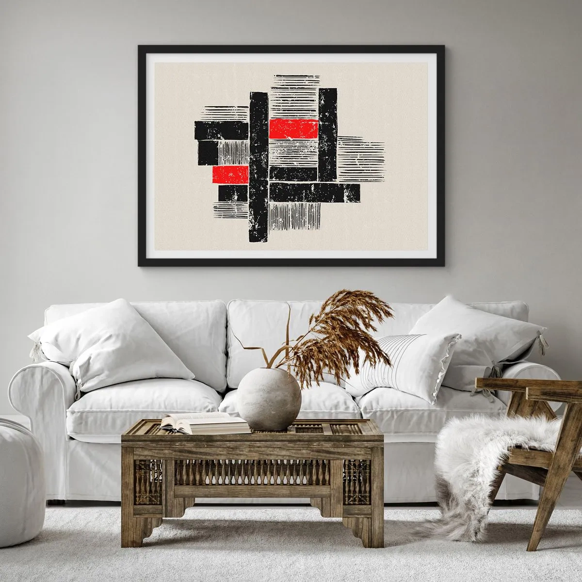 Poster in black frame - Red and Black - 100x70 cm