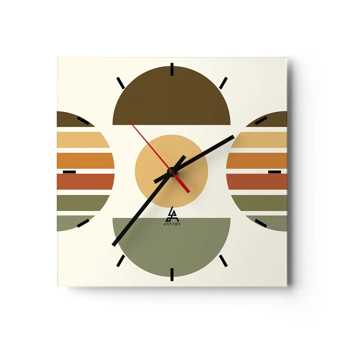 Wall clock - Clock on glass - In the Colours of Soli - 40x40 cm