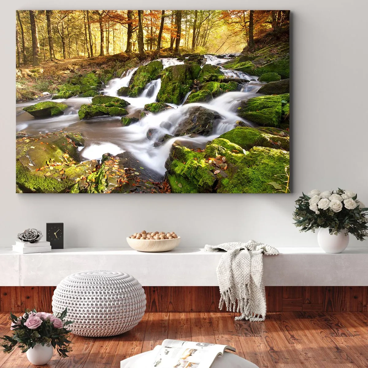 Canvas picture - Gingerly through an Autumnal Forest - 100x70 cm
