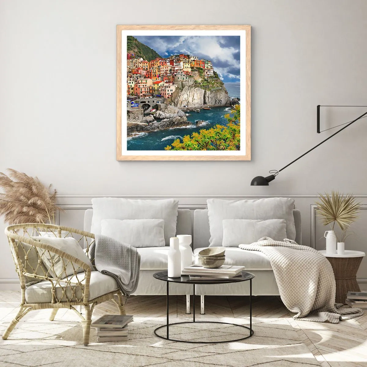 Poster in light oak frame - Hugging the Rocks - 30x30 cm