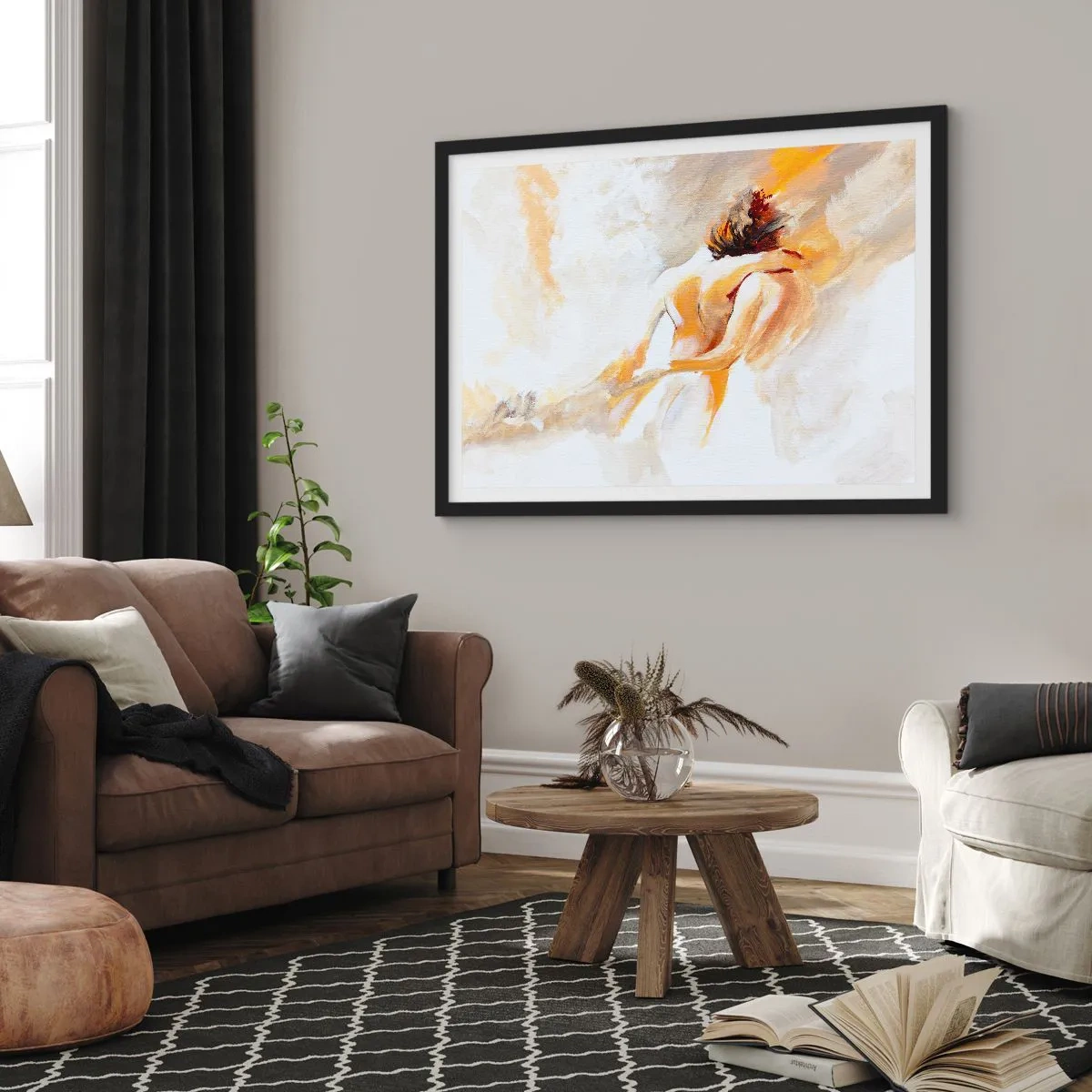 Poster in black frame - Heavenly Embrace - 100x70 cm