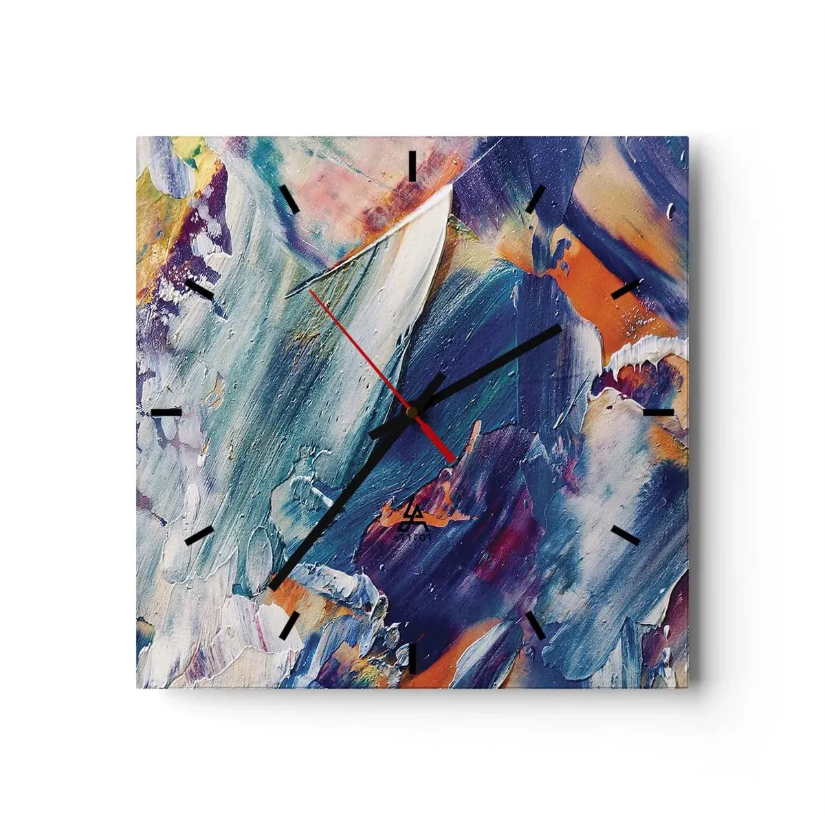 Wall clock - Clock on glass - Whirlwind of Colour - 30x30 cm