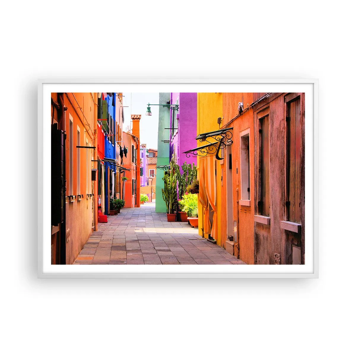 Poster in white frmae - Rainbow Alley - 100x70 cm