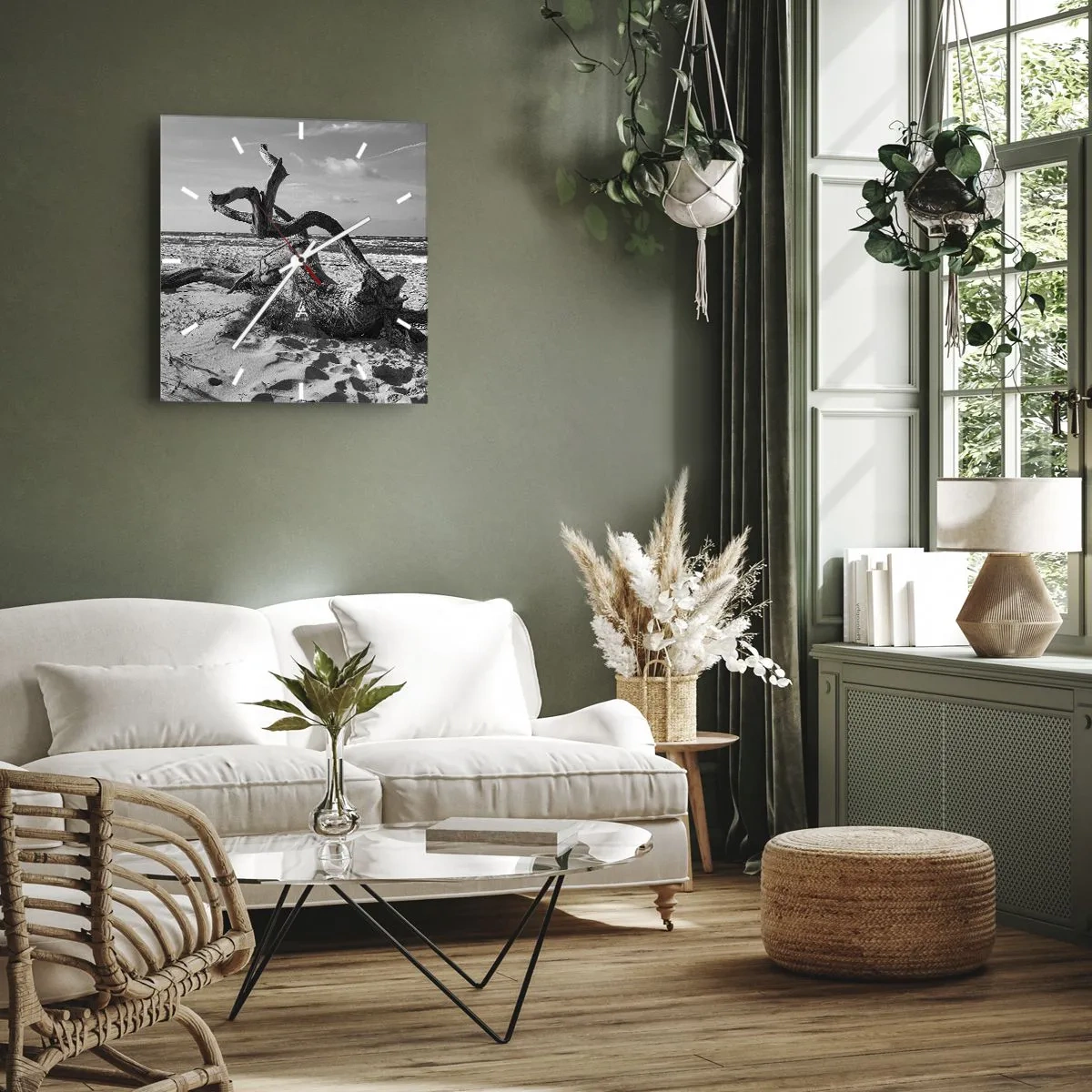 Wall clock - Clock on glass - Seaside Sculpture - 30x30 cm