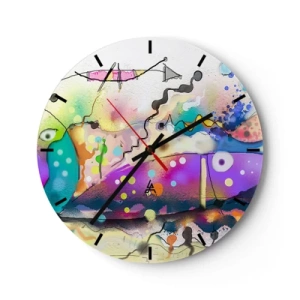 Wall clock - Clock on glass - No Words! - 40x40 cm
