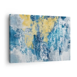 Canvas picture - Abstraction in shades of blue and yellow - 70x50cm - Abstract Full of Optimism - Modern wall decoration for the living room and bedroom ARTTOR