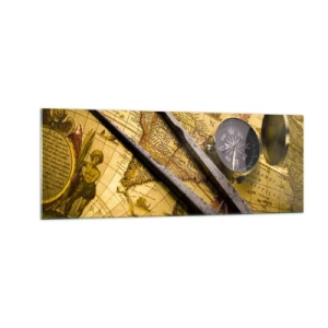 Glass picture - With a Compass through the Seas - 140x50 cm