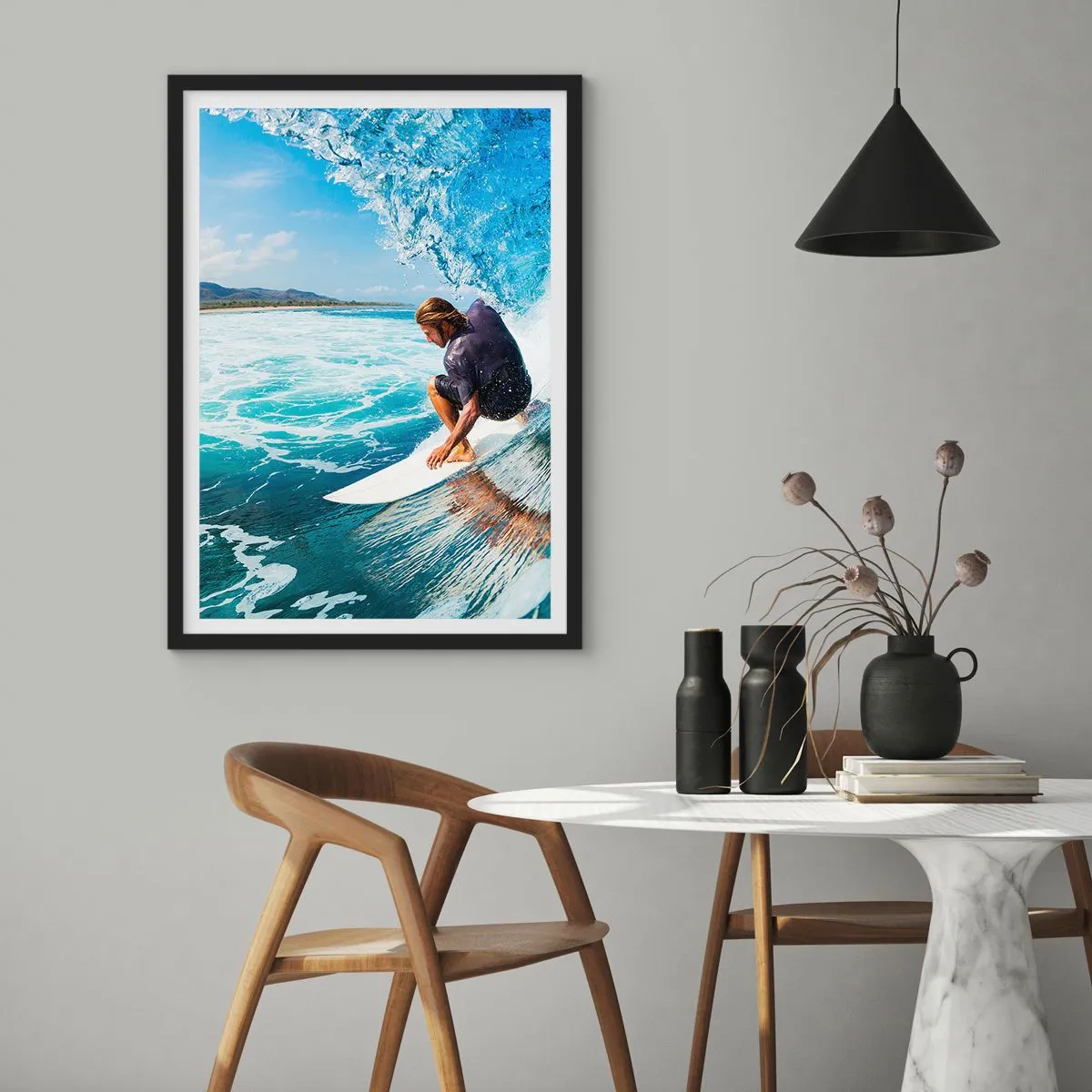 Poster in black frame - Dancing with Waves - 40x50 cm