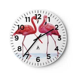 Wall clock - Clock on glass - Pink Rendezvous - 30x30 cm