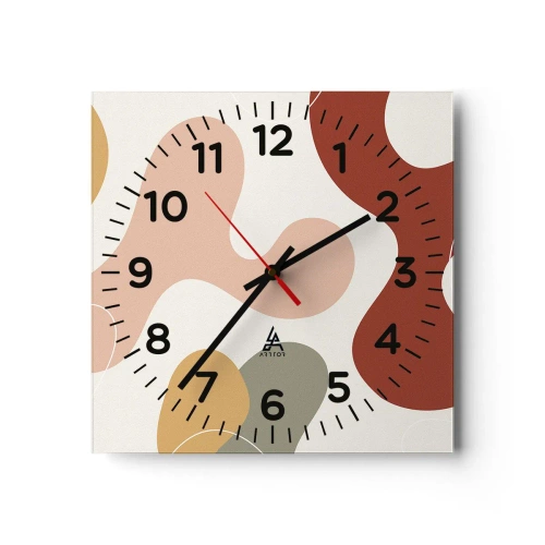 Wall clock - Clock on glass - Doodles - 40x40 cm