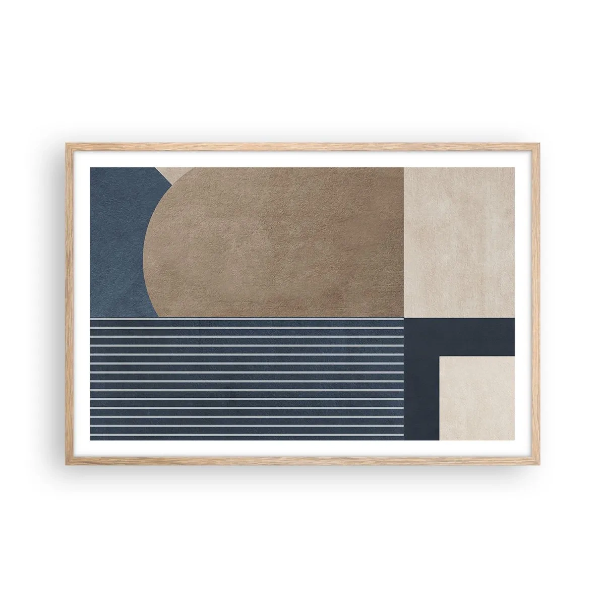 Poster in light oak frame - Composition of Simplicity and Curvature - 91x61 cm