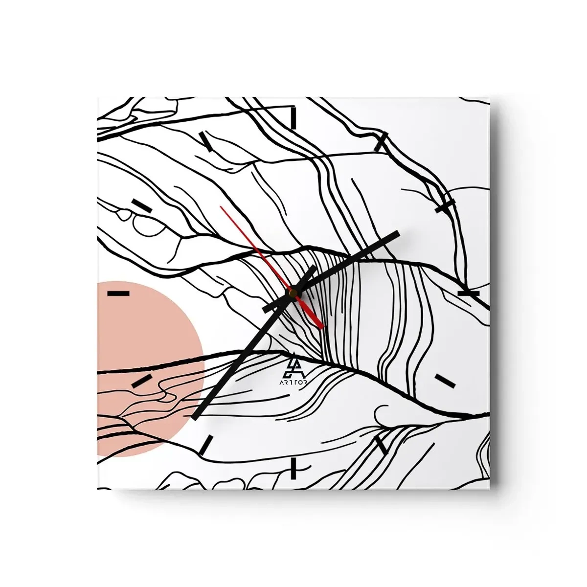 Wall clock - Clock on glass - In a Web of Twigs - 30x30 cm