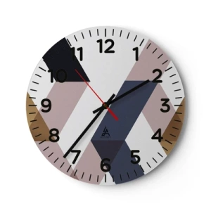 Wall clock - Clock on glass - Planes and Angles - 40x40 cm
