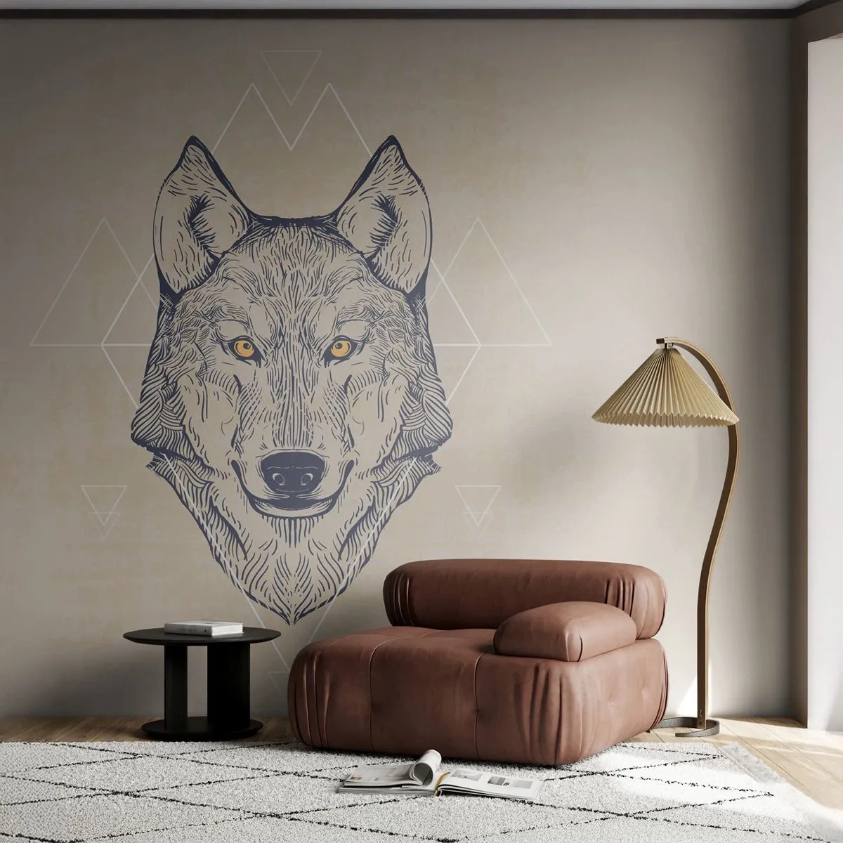 Photo Wallpaper Standard Eco - Alpha with a Piercing Eyes - Animals, Dog, Huskies - 200x140 cm