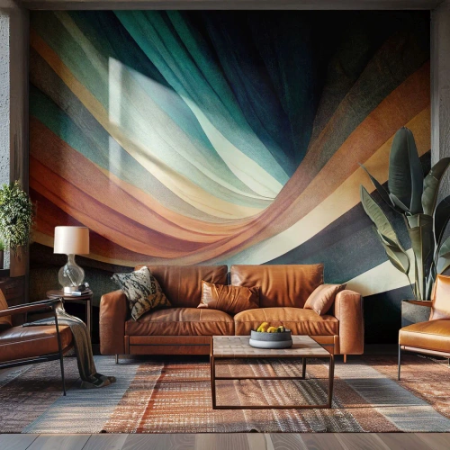 Photo Wallpaper Premium Canvas - Woven from Colours - Piece, Abstraction, Lines - 250x175 cm