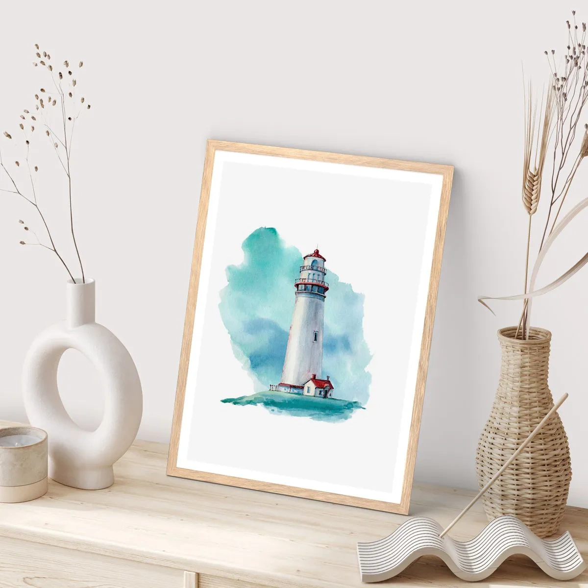 Poster in light oak frame - Gentle Sister of Blue - 70x100 cm