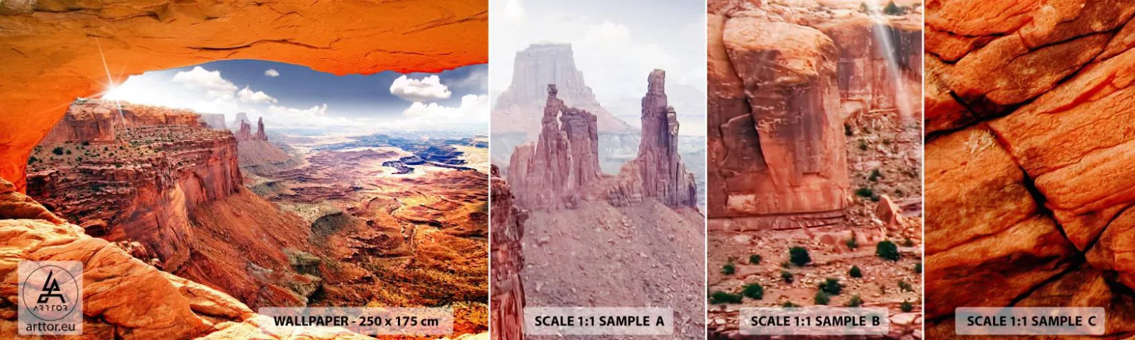 Photo Wallpaper Sample Self-Adhesive Deluxe Sticker - Sculpted by Nature - Landscape, Arizona National Park, Grand Canyon - 100x30 cm