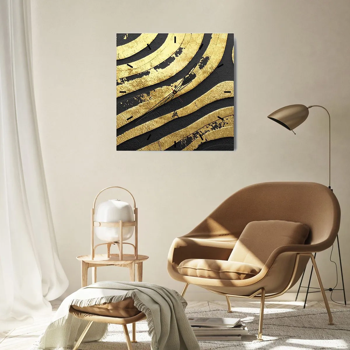 Wall clock - Clock on glass - Everything Flows - 40x40 cm