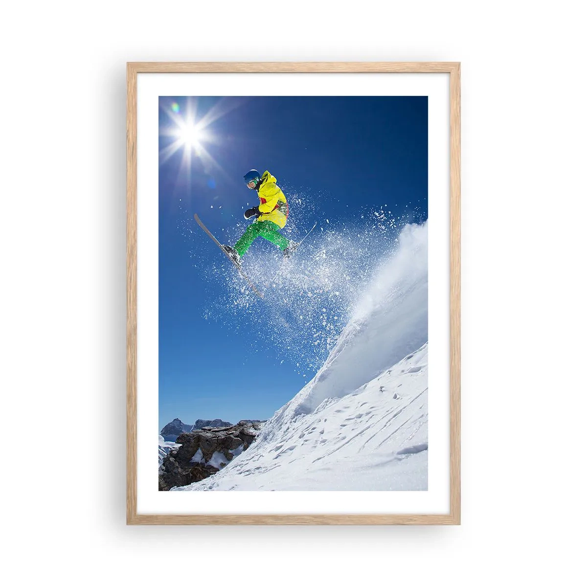 Poster in light oak frame - Dancing with the Mountains - 50x70 cm