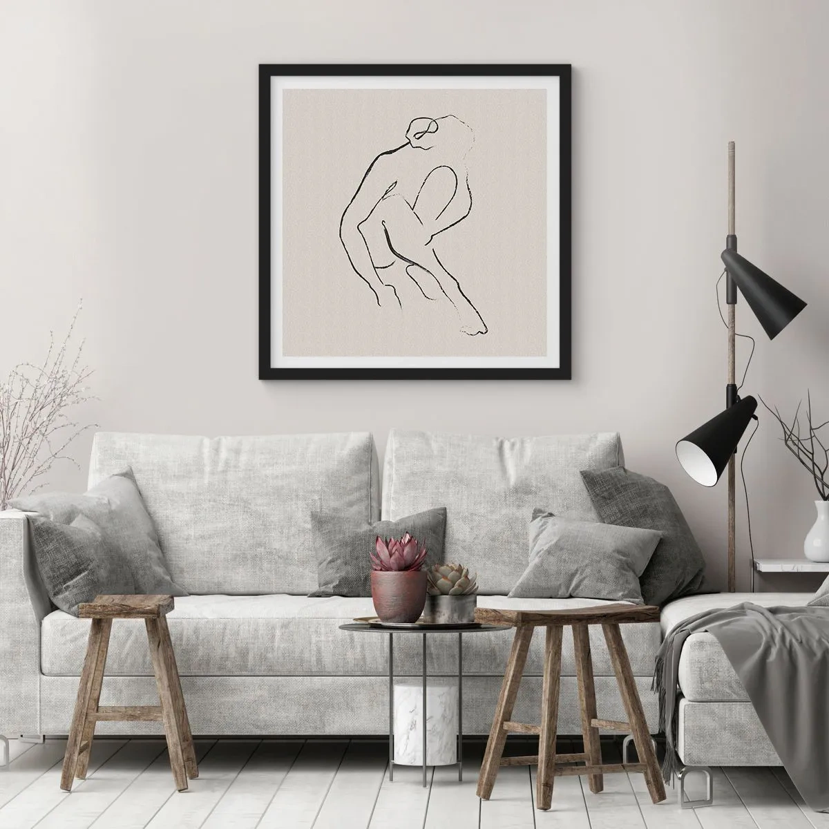 Poster in black frame - Intimate Sketch - 50x50 cm