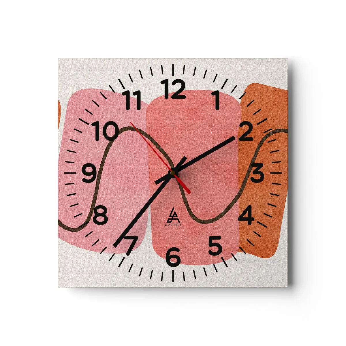 Wall clock - Clock on glass - Gentle Movement of forms - 40x40 cm