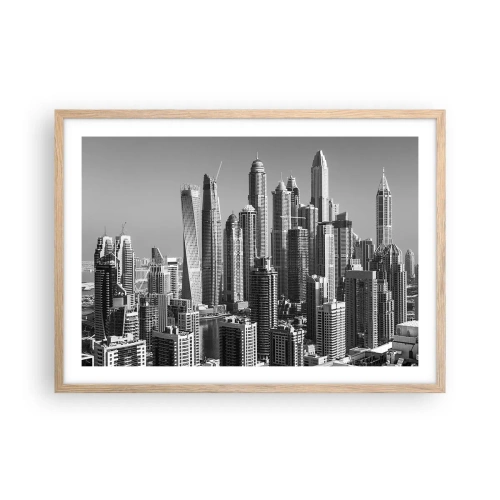 Poster in light oak frame - City over a Desert - 70x50 cm