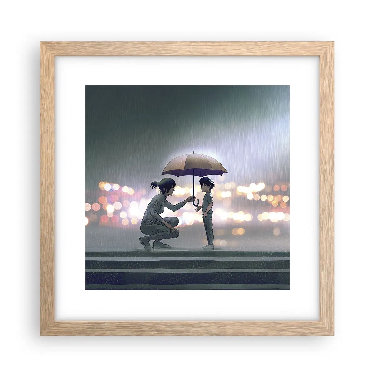 Poster in light oak frame - And Everything Is All Right - 30x30 cm