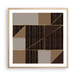 Poster in light oak frame - Mosaic of Brown and Gold - 60x60 cm