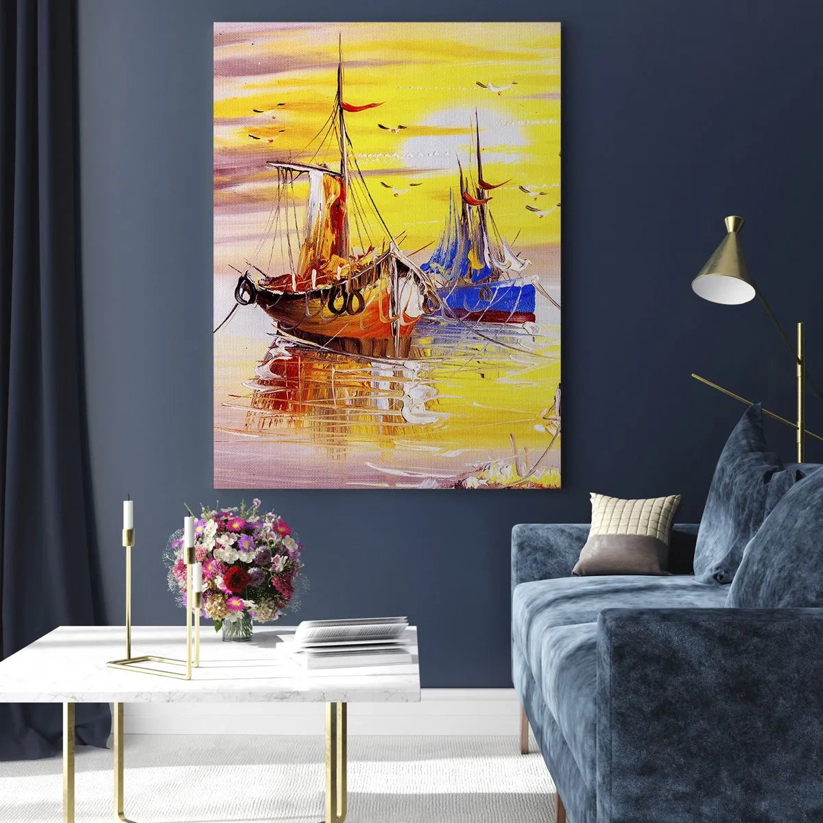 Glass picture - Deserved Rest in Port - 80x120 cm