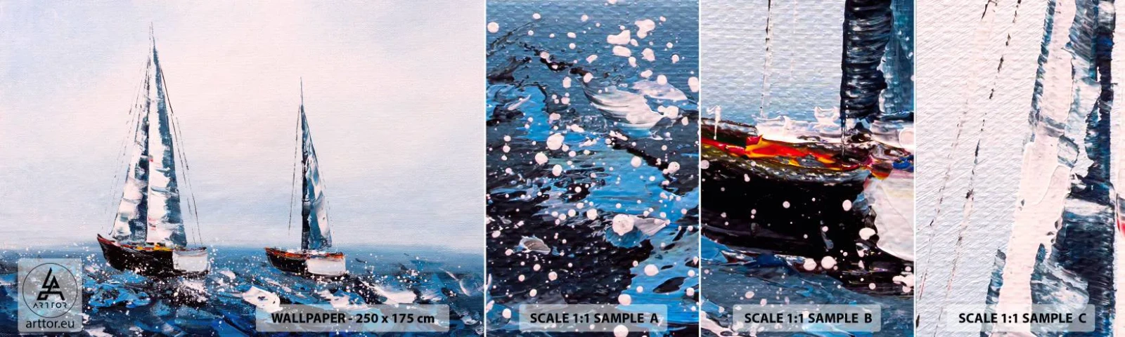 Photo Wallpaper Sample Self-Adhesive Deluxe Sticker - Brotherhood of Wind - Sailboats, Landscape, Seaside - 100x30 cm