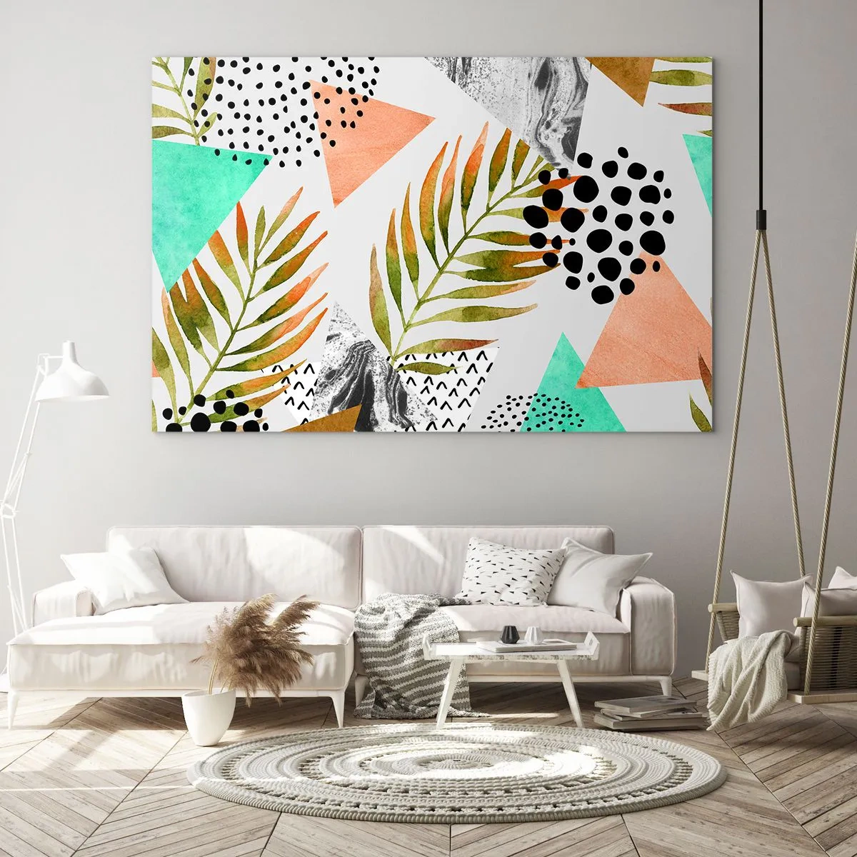 Glass picture - Decorated with a Palm Leaf - 100x70 cm