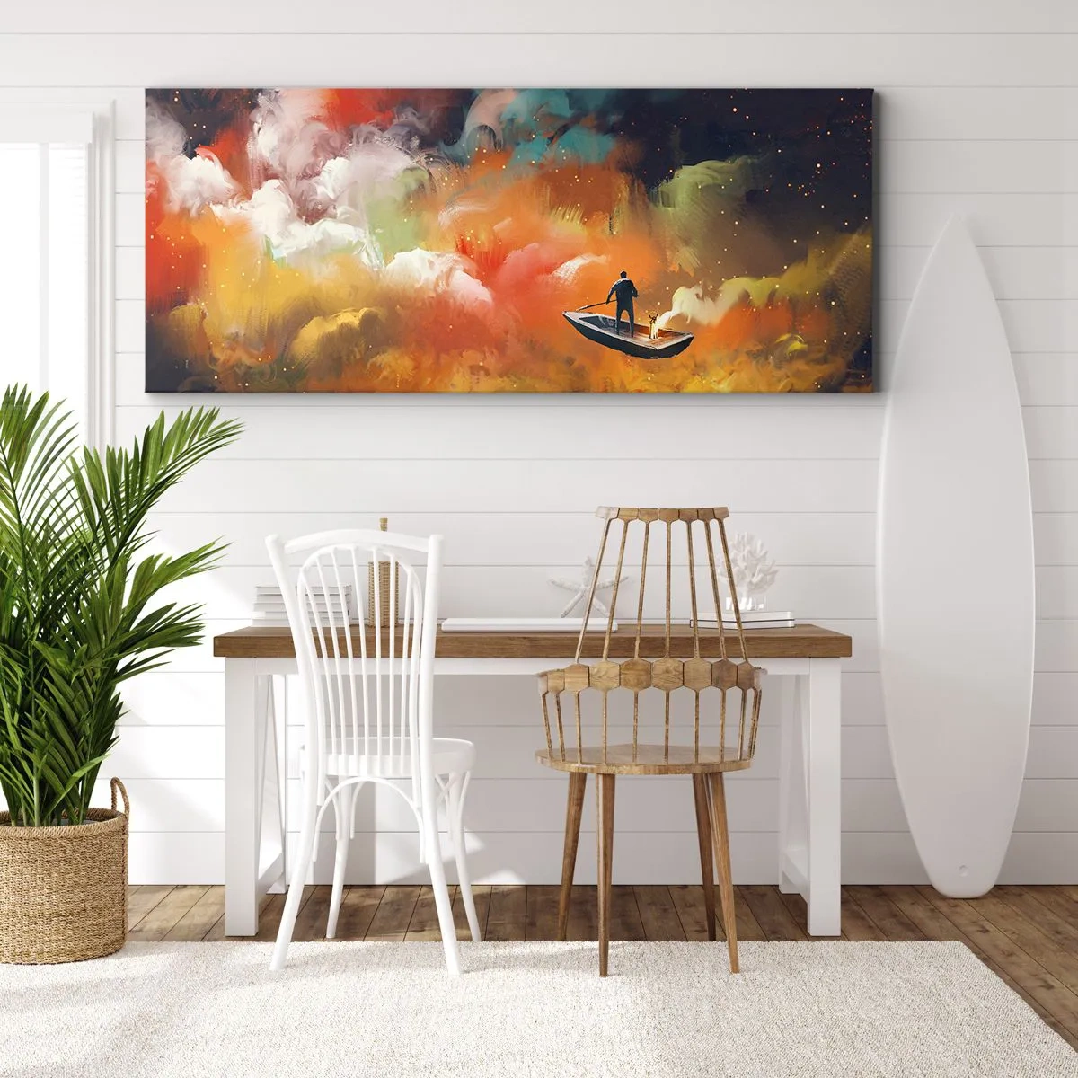 Canvas picture - Through the Galaxy in a Boat - 100x40 cm