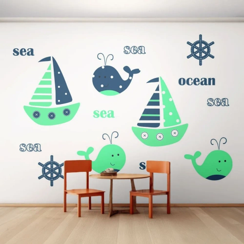 Self-Adhesive Photo Wallpaper Deluxe Sticker - Through Seas And Oceans - For children, Nautical, Sailboat - 400x280 cm