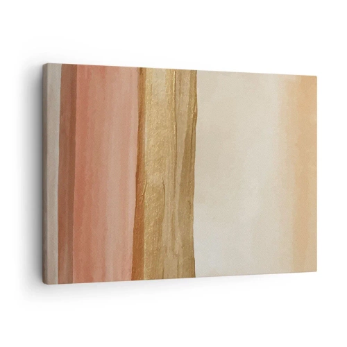 Canvas picture - Abstract stripes in shades of beige, gold, and pink on canvas - 70x50cm - Vertical Composition - Modern wall decoration for the living room and bedroom ARTTOR