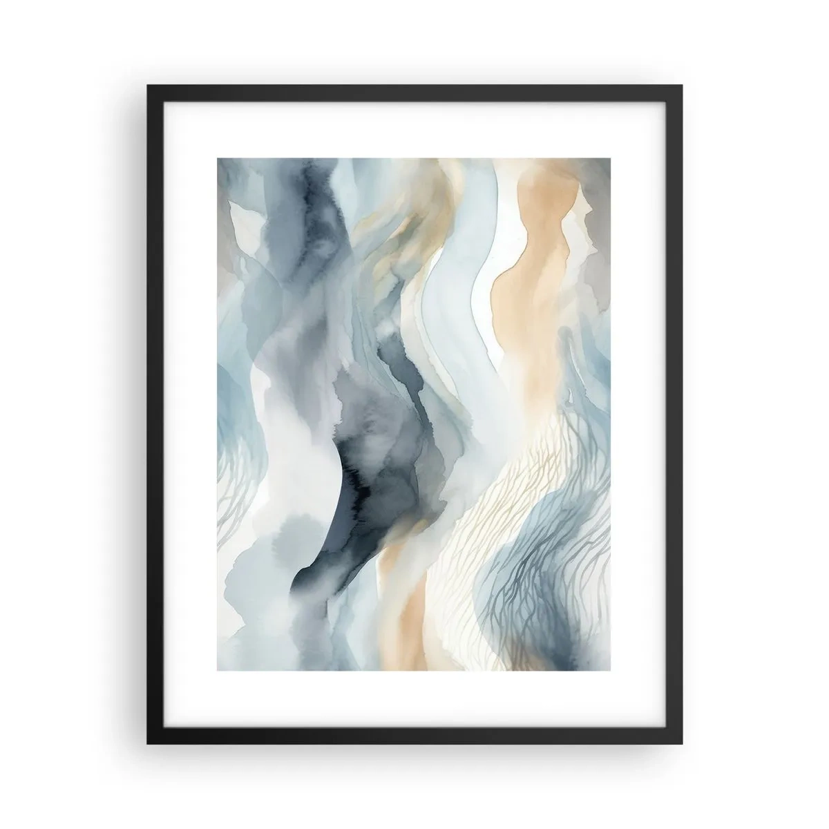Poster in black frame - Snowy and Foggy Abstract - 40x50 cm
