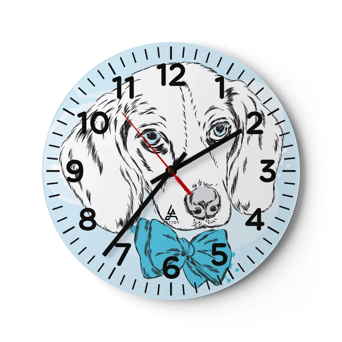Wall clock - Clock on glass - Dog Elegance - 40x40 cm