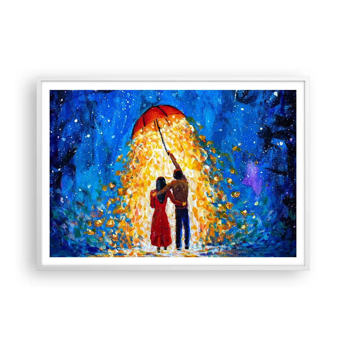 Poster in white frmae - Magic of a Rainy Evening? - 100x70 cm