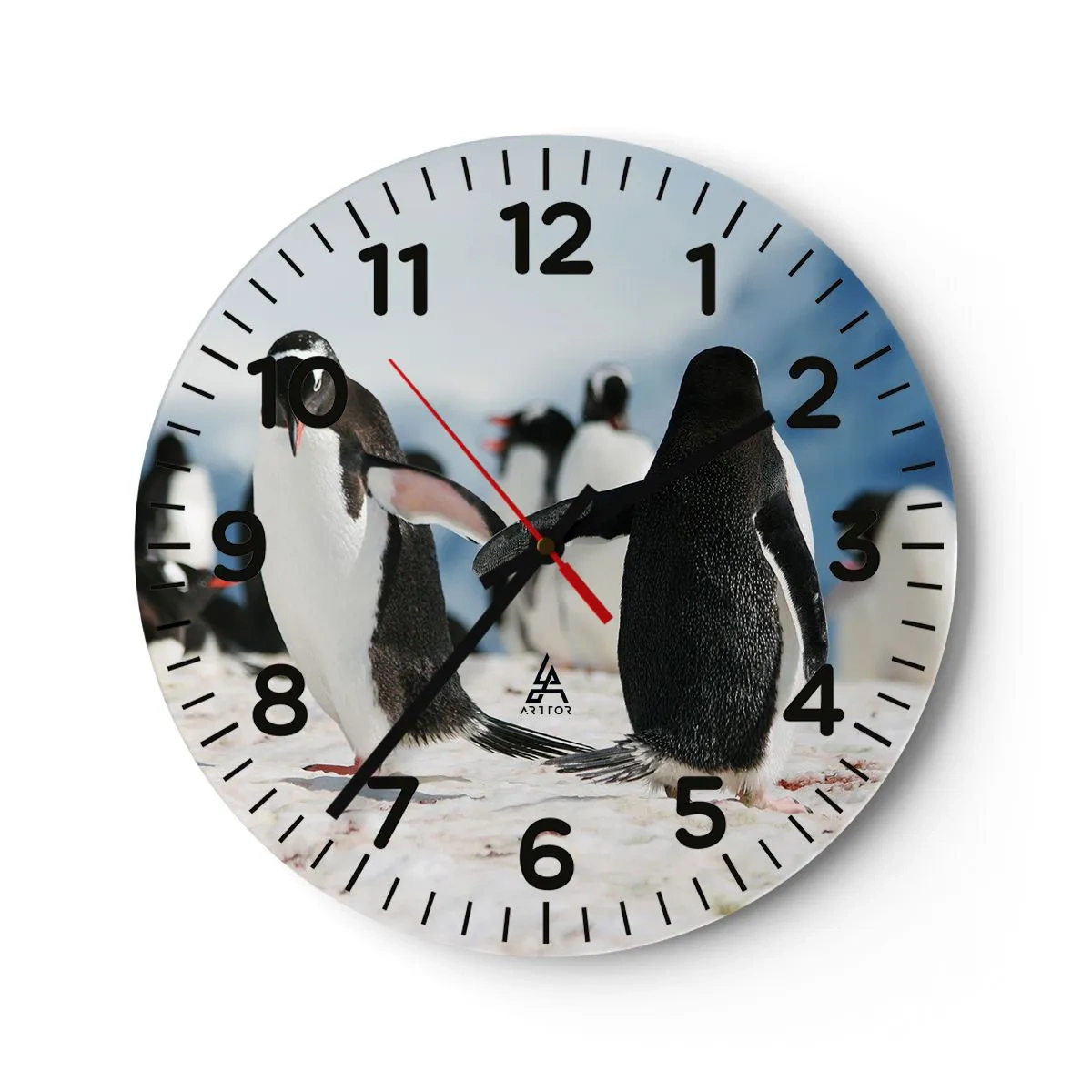 Wall clock - Clock on glass - Dance in the Snow - 30x30 cm