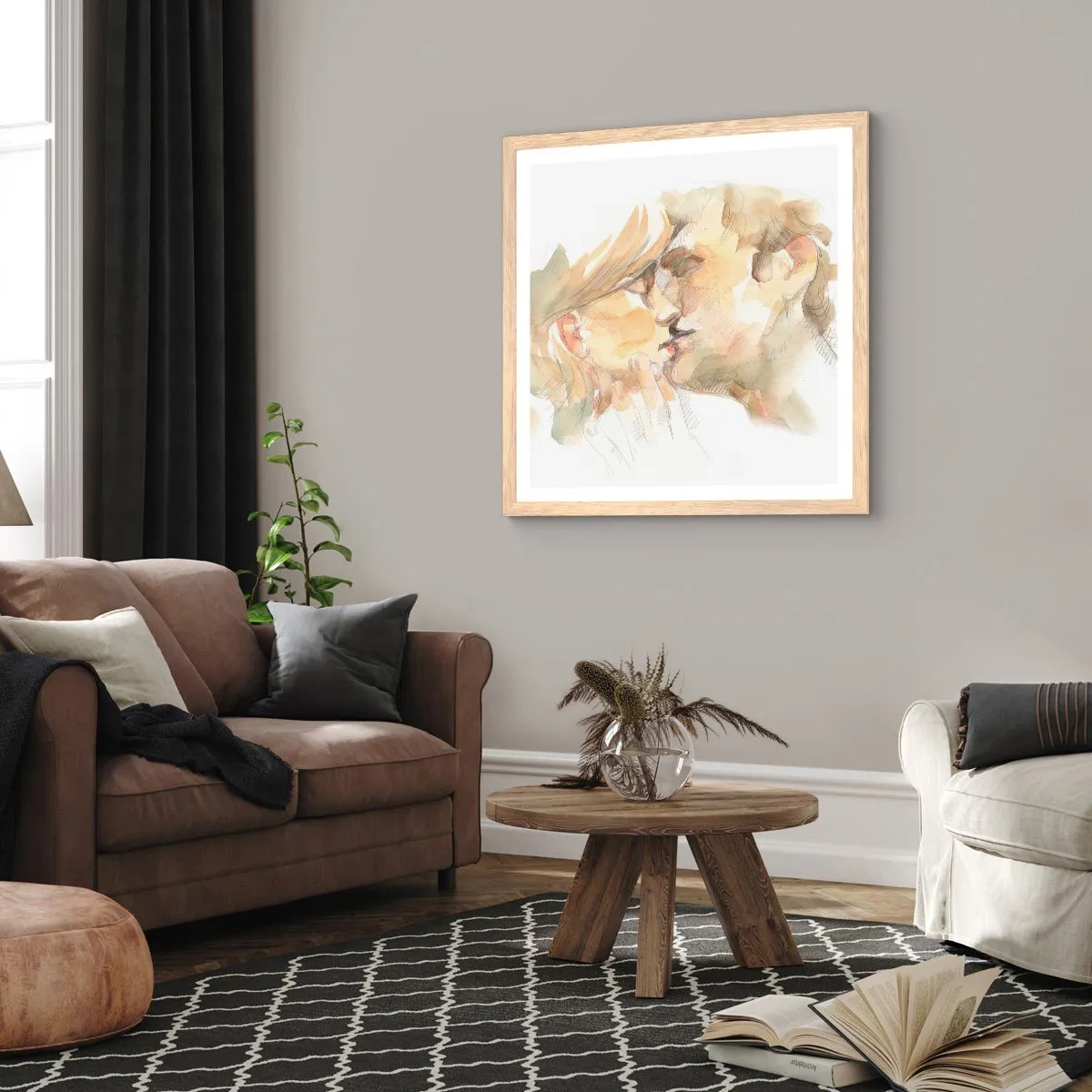 Poster in light oak frame - The Missing Half? - 40x40 cm